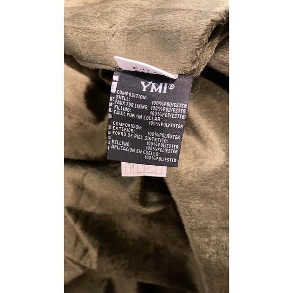 YMI Collection Olive Polyester Faux Women's Jacket Hooded L/G - Picture 7 of 7